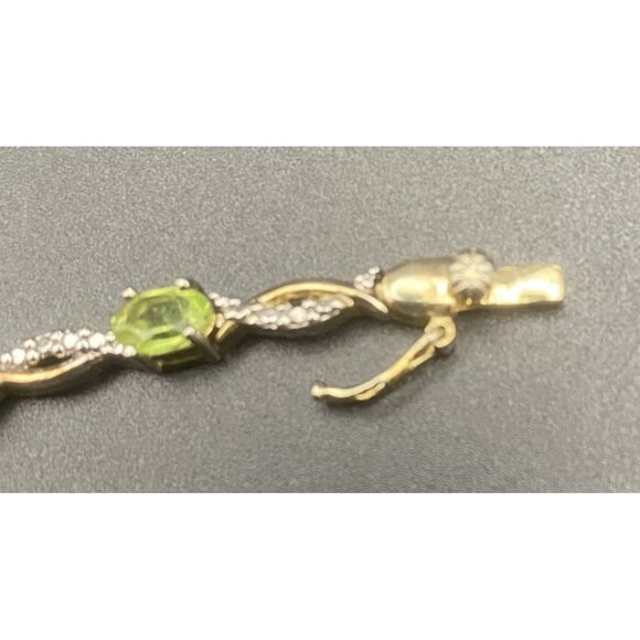 FAS Sterling Vermeil Bracelet Multi Color Gemstone Diamond Accent 2 Tone 7.5" - Picture 13 of 16